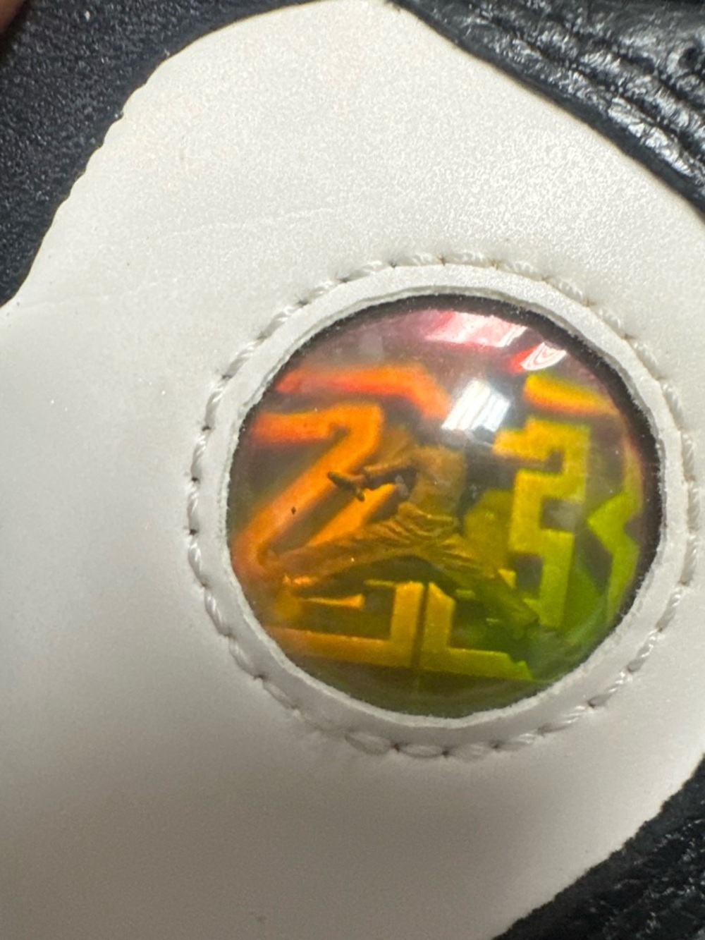 Jordan Men's White and Black Sneakers with Multicolor Holographic 23 Logo